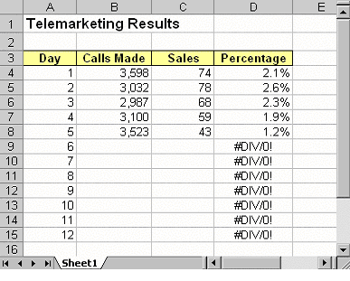 excel calculations