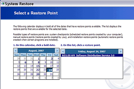 How to restore computer to previous date