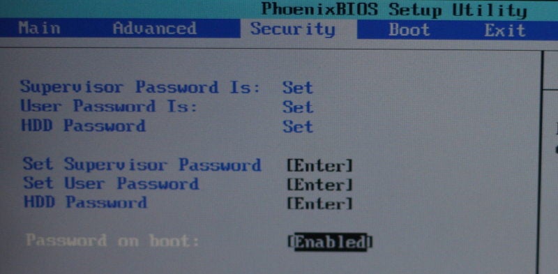 change bios password windows 10