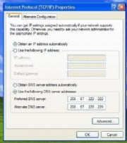 OpenDNS IP Settings