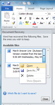 When you load Word after a crash, it will help you restore what you were working on--provided AutoRecover is set up properly.