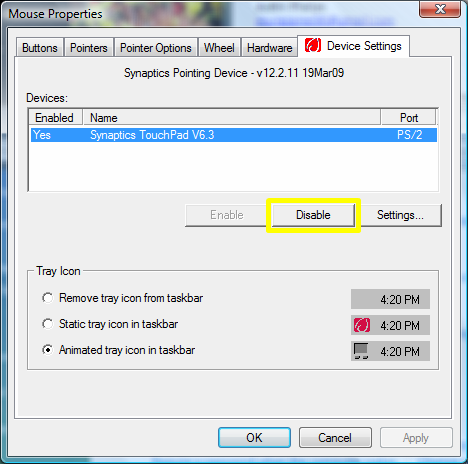 Disabling Devices Vista