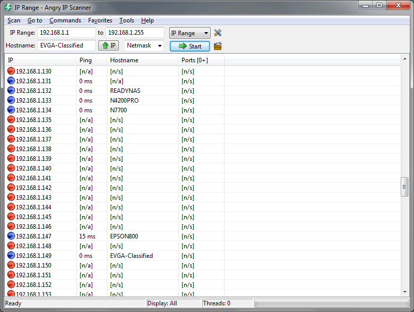 Angry IP Scanner will scan a network and identify all of the IP addresses in use within a given range.