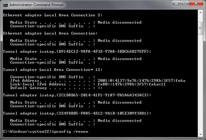 Renewing a system's IP address using the ipconfig utility will renew its lease on an IP address and restore its connection to a network.