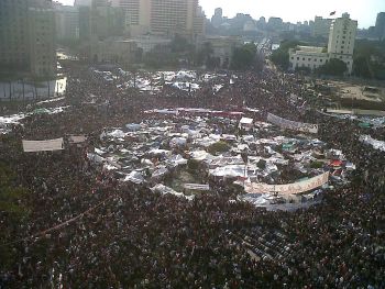 Tahrir Square, February 8, 2011; photo credit: Flickr user Mona.