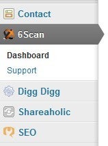 6Scan appears in the left-hand WordPress sidebar. 