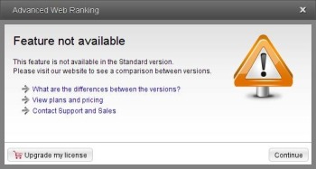 Advanced Web Ranking teaserware screenshot