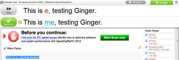Ginger typo detection screenshot
