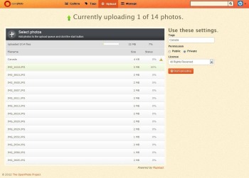 OpenPhoto interface screenshot