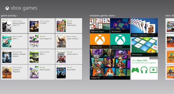 Xbox Games in Windows 8
