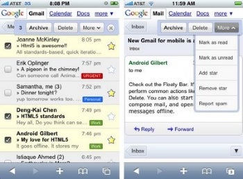 gmail updated for iphone and android os