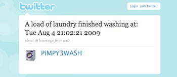 A tweeting washing machine lets it's owner know the laundry is done