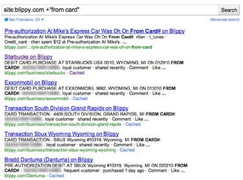 Blippy Google Search