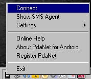 The app will now tell you that it's on and running as a background service. Next, just head over to your PC and find the PdaNet icon.