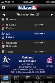 MLB's mobile app; click for full-size image.