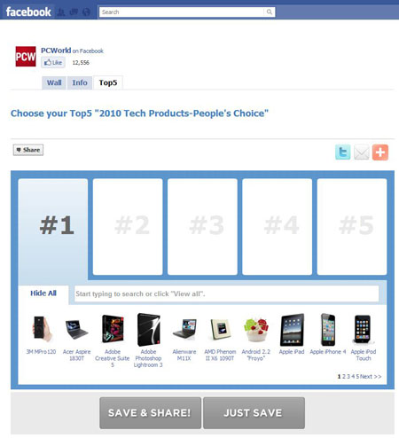 PCWorld 2010 Tech Products People's Choice