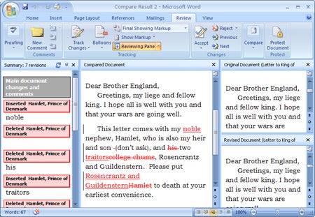 Word 2007's new split-screen view lets you see the original file, 