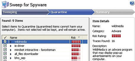 Spy Sweeper 5.0, our Best Buy and top performer, categorizes and provides detailed information on potential spyware and adware.