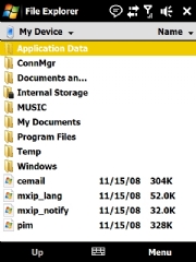 Windows Mobile version of File Explorer; click to view full-size image.