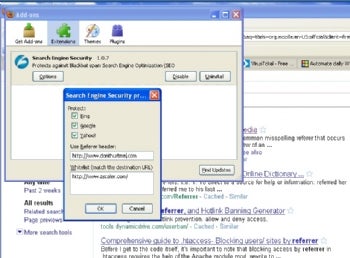 Search Engine Security Firefox add-on screenshot