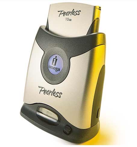  easier to carry around, Iomega's Peerless removable hard drive cartridge 