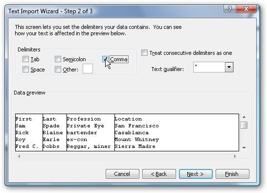 excel text import wizard line break