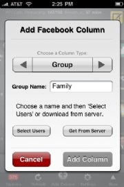 Facebook Group column type in TweetDeck for iPhone