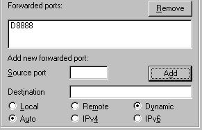 Configuring ports in PuTTY
