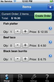 Select the items in your transaction, and then tap Create Order to quickly process a customer with Intuit GoPayment.
