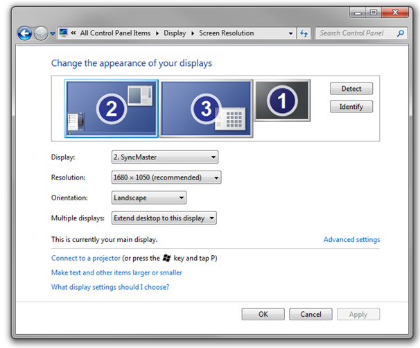 how to split screen on two monitors if both are same