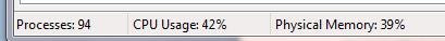 The bottom of the Task Manager has a dashboard displaying vital information. 