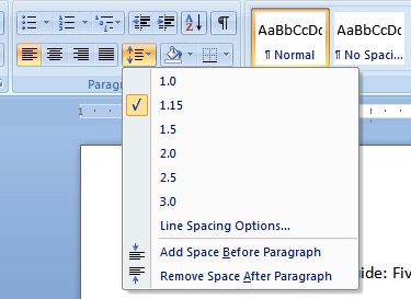 consistent paragraph spacing in word 2007