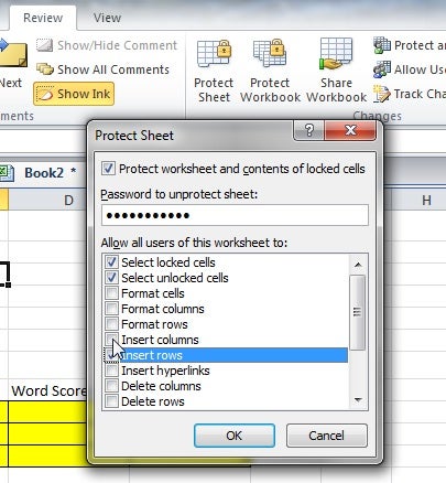 locking cells in excel not working