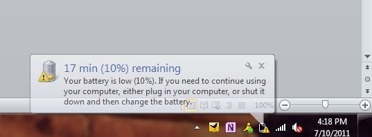 Windows 10 Battery Warning