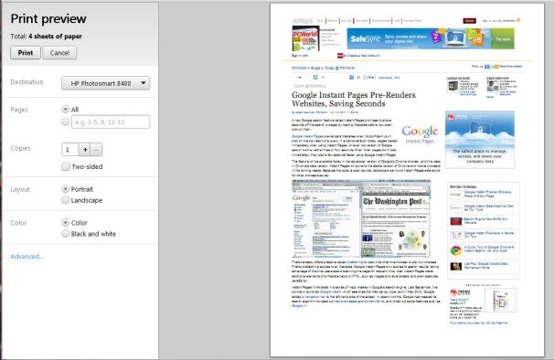 Google Chrome Print Preview Hangs