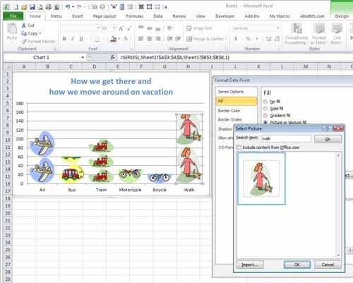 Replacing basic bars in charts with images gets your point across at a glance.