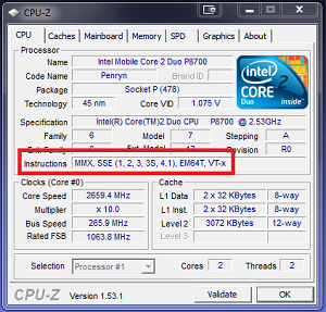 Instructions field in CPU-Z