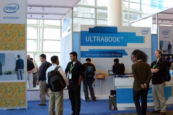 Intel had a big booth dedicated to Ultrabooks, showing off a variety of units.