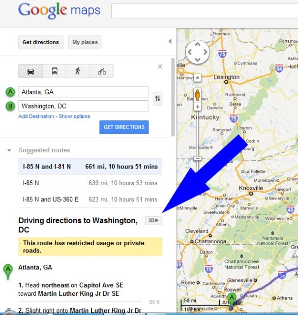 google driving directions