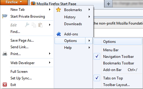 Change Your Mozilla Firefox Home Page