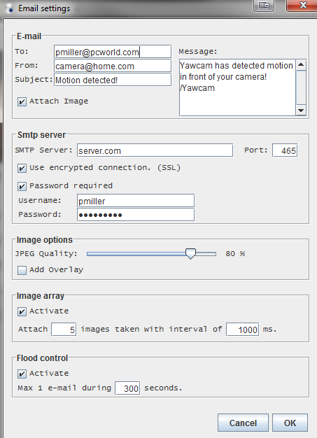 how to set up yawcam