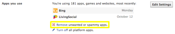 Facebook: Remove unwanted or spammy apps