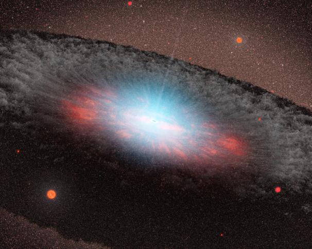 Artist's concept of a supermassive black hole at the center of a galaxy; Credit: NASA JPL