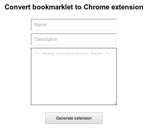 Online Tool Converts JavaScript Bookmarklets into Chrome Extensions