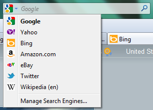 Click the icon of your desired search engine on the left side of the browser toolbar.