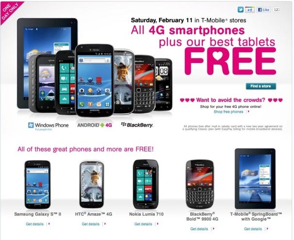 T-Mobile V-Day Sale: All 4G Smartphones and Select Tablets and