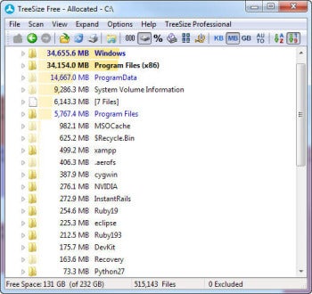 disk tree size