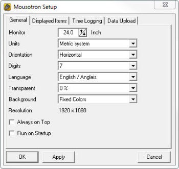Mousotron setup screenshot