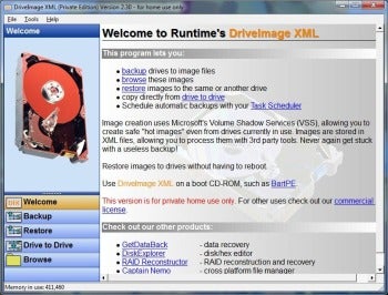 DriveImage XML screenshot