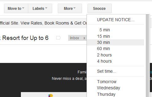 gmail display snooze menu